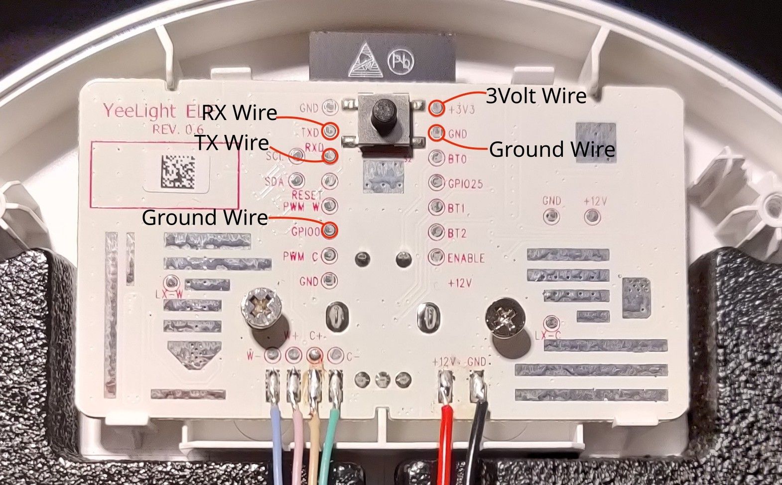 a Picture of the soldering spots to connect the Serial USB. a Picture of the soldering spots to connect the Serial USB.